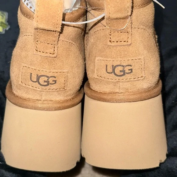Ugg Women's Tan Platform Ankle Boots, ultra mini new heights - Picture 6 of 10